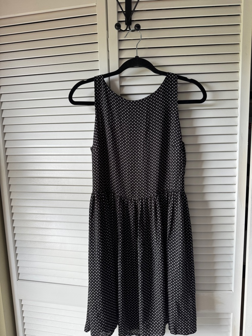 LOFT Black and White Polka Dot Sleeveless Mini Dress